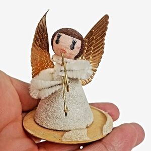 Vntg 1962 Gold and White Angel Figurine. Christmas Decor Ornament